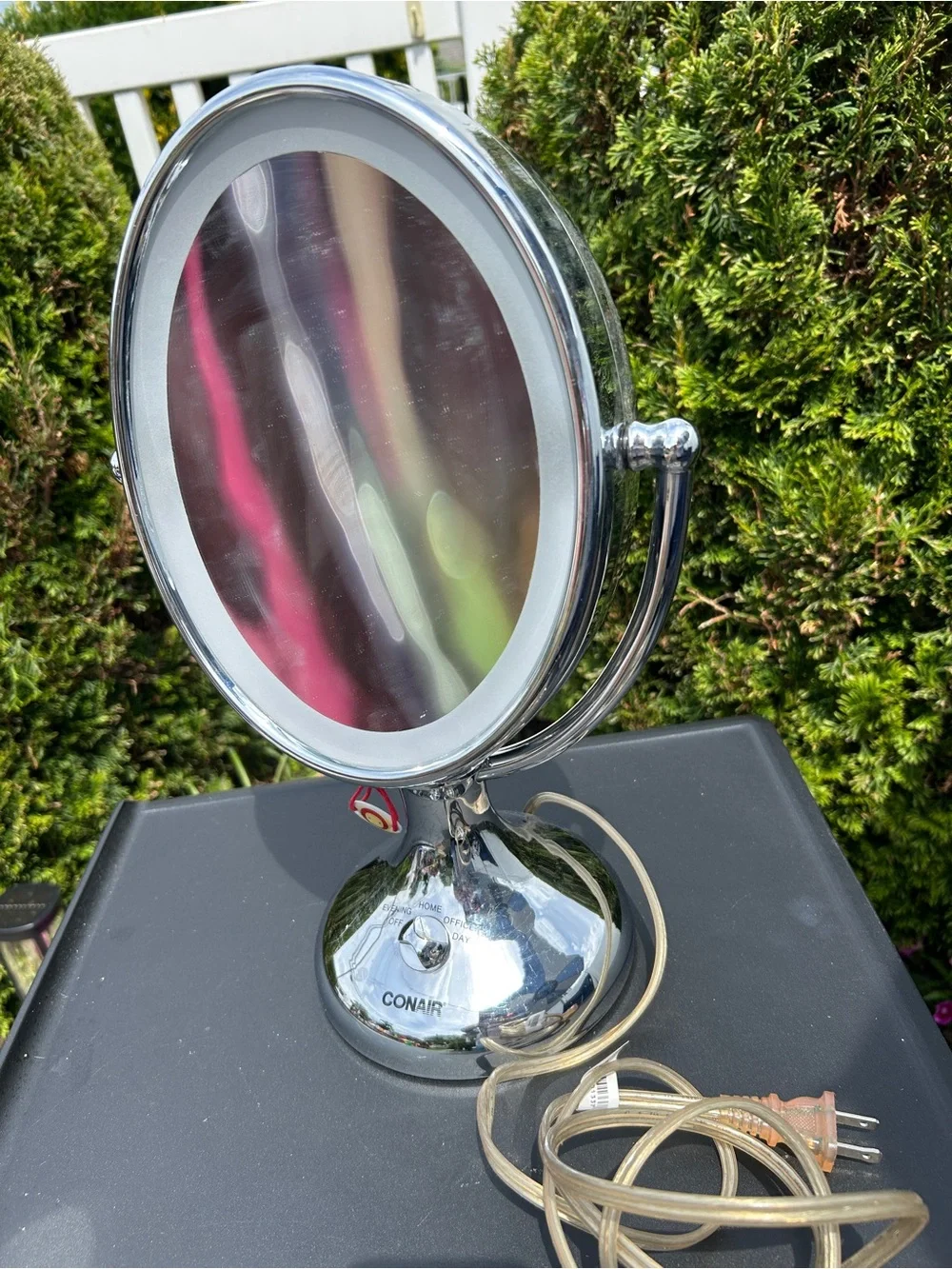 LED Lighted Double-Sided Vanity Mirror - Silver Finish